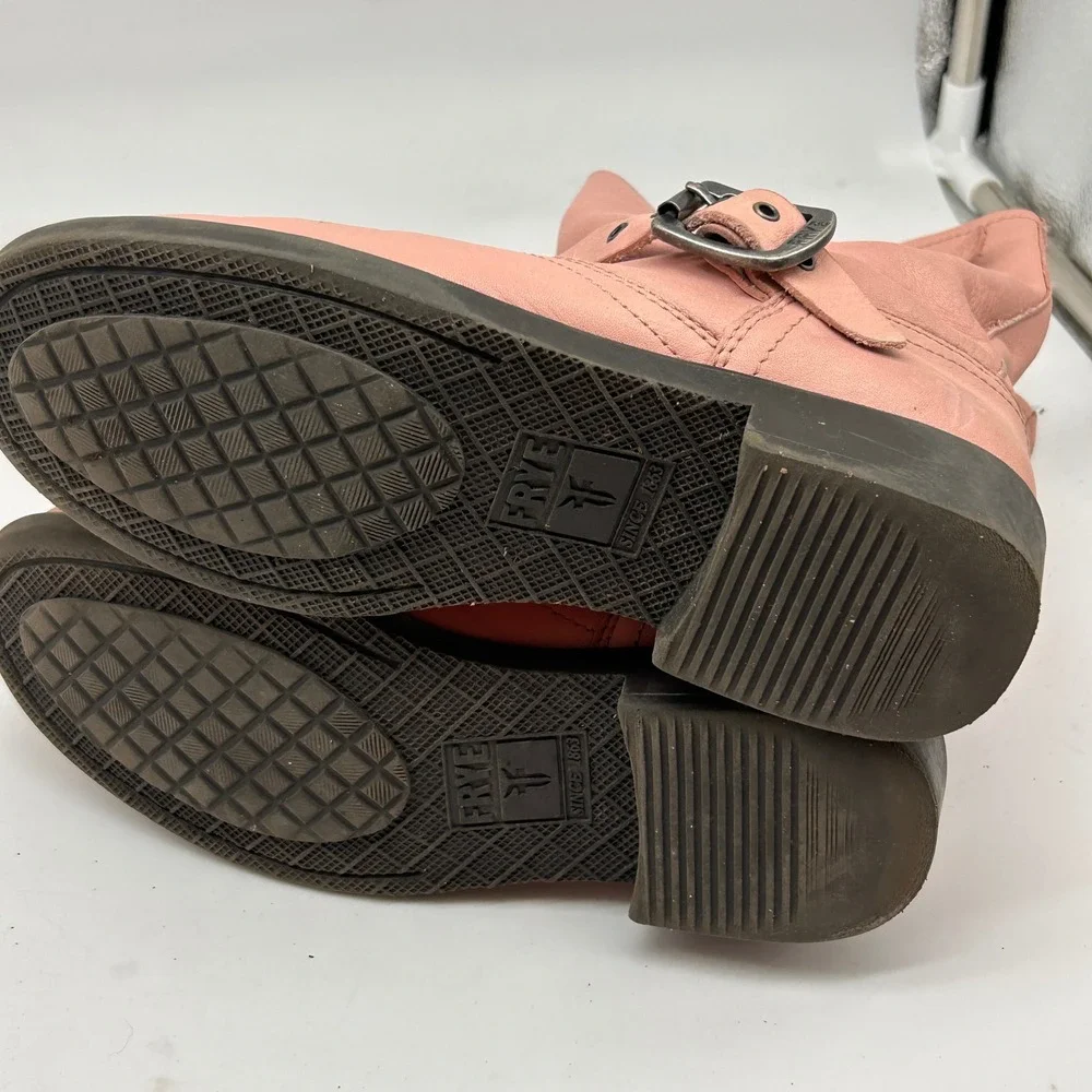 Frye Engineer Pull On Pink Leather Moto Boots 97503 Youth Size 2.5